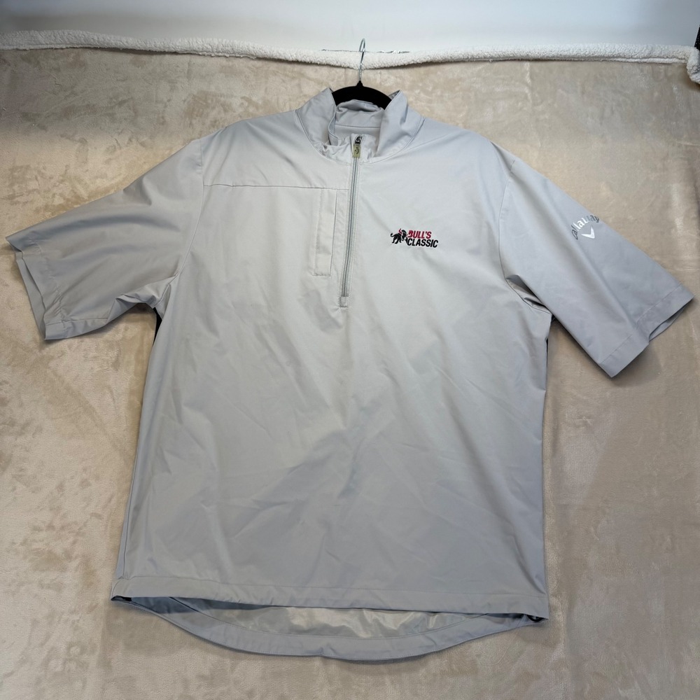 Callaway Weather Series Windshirt Mens Large Gray Quarter Zip Bulls Classic